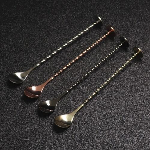 Stainless Steel Cocktail Bar Spiral Pattern Drink Shaker Muddler Stirrer Twisted Mixing Spoon Kitchen Tableware Bar Tool