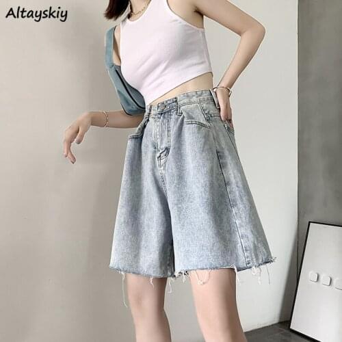 Retro Shorts Women High Waisted All-match Boyfriend Unisex BF Teens Trouser Simple Denim Loose Leisure Ladies Clothing Popular