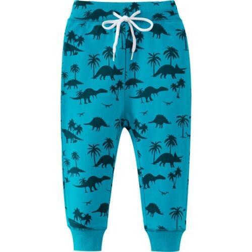 Jumping meters Dinosaurs Sweatpants for Boys Girls Cotton Drawstring Clothing Full Length Kids Trousers Animal Boys Sport Pants