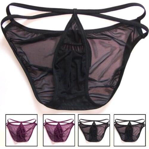 2019 hot Briefs Mesh Nylon Calzoncillos Hombre Gay Sleepwear Cueca Panties See Through Thin Hot Bikini mens sexy underwear