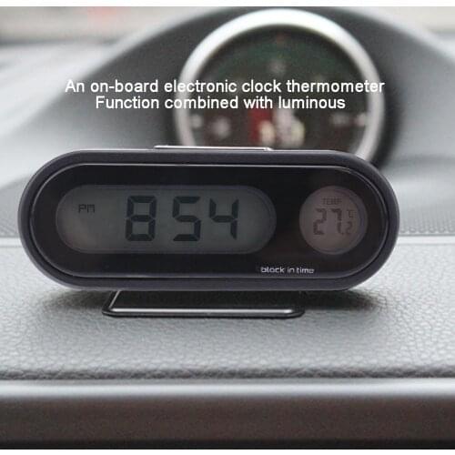 Car Interior Dashboard Installation Mini Clock Led Digital Display Clock Thermometer Car Auto Electronic Accessories