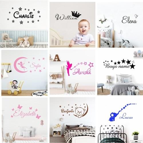Cartoon Custom Wall Decal Personalized Names Home Decoration Baby Name Vinyl Wall Sticker Nursery Boys Kids Room