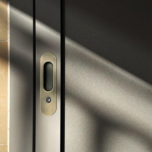 Brand New 2PCS Invisible Hidden Door Lock Sliding Wood Barn Door Locks for 40~50mm Thickness Doors Brushed/Bronze