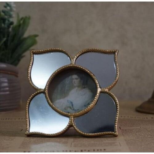 Retro Resin Art Mirror Makeup Mirror Photo Frame Golden Picture Frames Living Room Bedroom Decoration