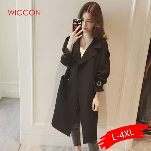 4XL 2021 New Spring Autumn Womens Korean Windbreaker Female Large Size Long Section Trench Coats