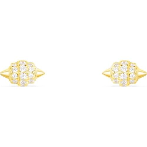 SLJELY 925 Sterling Silver Gold Color Cubic Zircon pinecone Ear Stud Egypt Fine Design Women CZ cone Earrings Brand Jewelry