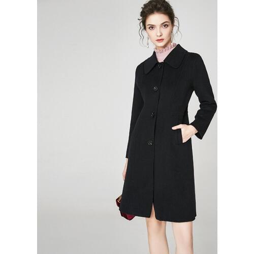 Women s winter coat black Double sided wool cashmere outwear 2019 autumn plus size ladies fashion coats jackets long free ship