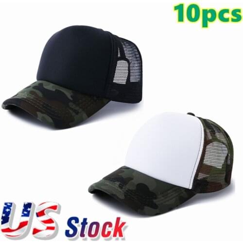 10pcs Sublimation Blanks Camouflage Polyester Mesh Cap Hat for Printing