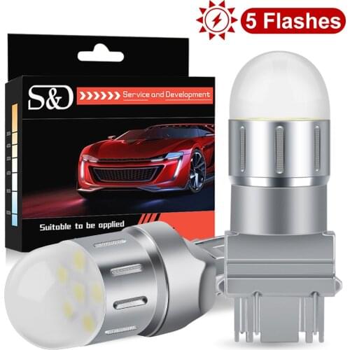 2x LED Strobe Flash Stop Light BAY15D P21/5W LED 7443 T20 LED Bulbs W21/5W 3157 P27/7W Reversing lights Car Brake Tail Light Red