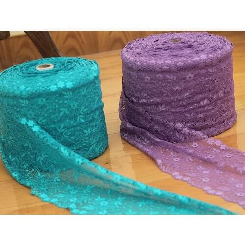 16cm wide 2 yds/lot, 2 colors Hair Decoration Wide Elastic Stretch Lace Trim wedding dress skirt lace trim