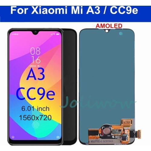 6.01" AMOLED For Xiaomi Mi A3 LCD Display Touch Screen Digitizer Assembly Replacements Parts for Xiaomi Mia3 CC9e LCD