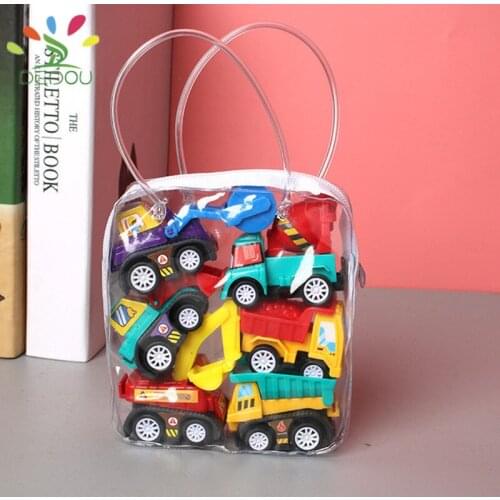 6pcs Pull Back Car Toys Mobile Machinery Shop Construction Vehicle Fire Truck Taxi Model Baby Mini Cars Children Gifts ZXH