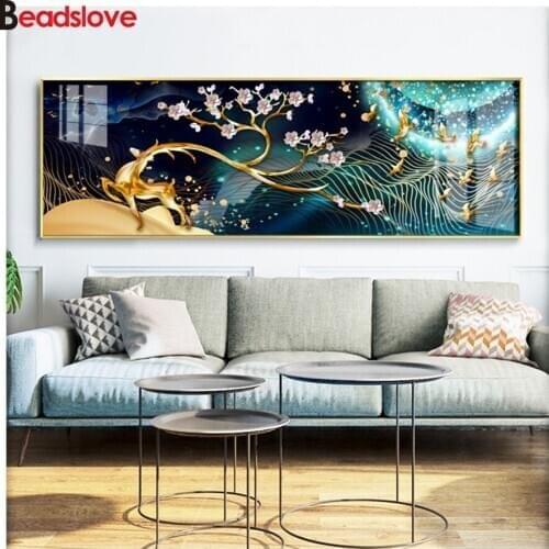 Full Round Square diy Diamond Painting Nordic abstract elk 5D Mosaic Diamond Embroidery 3d picture Room Decoration Large Art