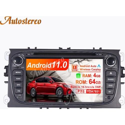 Android 10.0 4G+64G Car Radio GPS Navigation for FORD/Focus/S-MAX/Mondeo/C-MAX/Galaxy Auto Stereo Multimedia Player Black Sliver