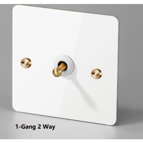 White Retro Wall Toggle Switch with Gold Lever 1-4 Gang 2 Way Wall Lamp Switch Stainless Steel Panel EU USB Socket