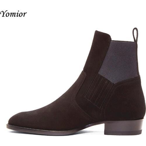 NEW Kanye West Style Chelsea Boots Fashion High Quality Men Ankle Boot Real Leather Wedding Party Motorcycle Boot Oxford Casual