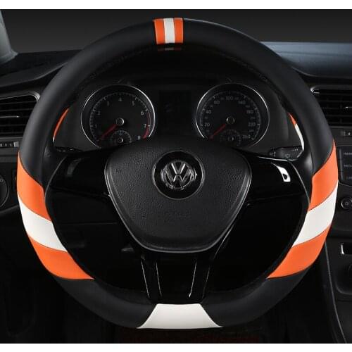 Car Steering Wheel Cover 38CM D Shape Leather For Golf 6 7 Polo Passat Tiguan 2016 2017 2018 For Kia Sportage Optima K5