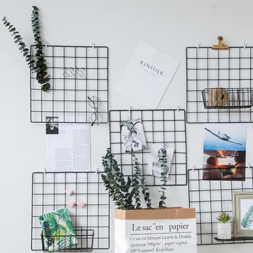 Grid Photo Wall Decoration Display Rack Frame Art Photo Storage Bracket DIY Iron Grid Rack Wall Mounted Home Supplies