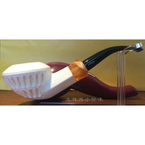 FBK080 Finest Block Turkey Meerschaum Pipe sepiolite by Eskisehir Master Fikri Baki Pipe-Pure Hand Craved Tobacco Smoking new
