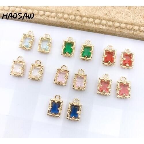 HAOSAW 7*11MM 6Pcs/Lot Hand Made/Multi Colors Glass/Translucent/Cooper Metal/Earring Findings/DIY Making/Jewelry Accessories