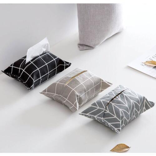 OTHERHOUSE Tissue Box Napkin Holder Case Kitchen Living Room Car Paper Holder Case Container Cotton Linen Home Decoration