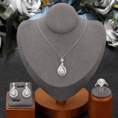 Beautiful Women Jewelry Set 3 PCS Necklace Earrings Ring High Quality Dubai Bridal Wedding Jewelry Sets Accessories