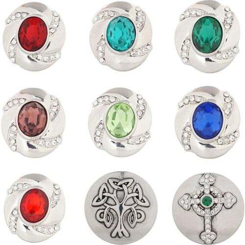 Cross Rhinestone Flower 20mm Metal snap button jewelry DIY bracelet KD1019