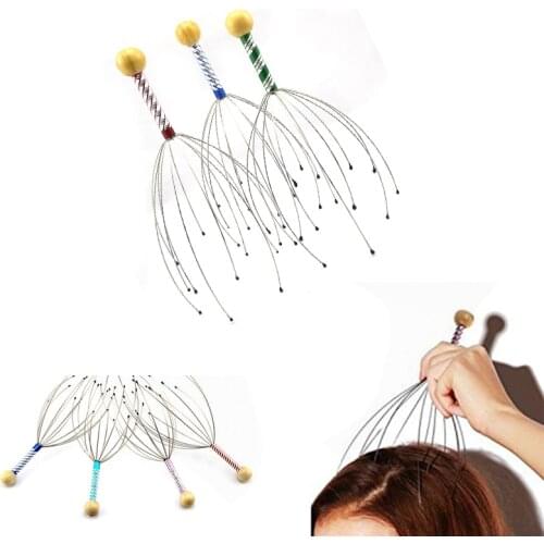 1/3pcs 12 Finger Head Relax Massager Octopus Head SPA Scalp Neck Equipment Stress Relax Massage Pain Relief Roller Massager