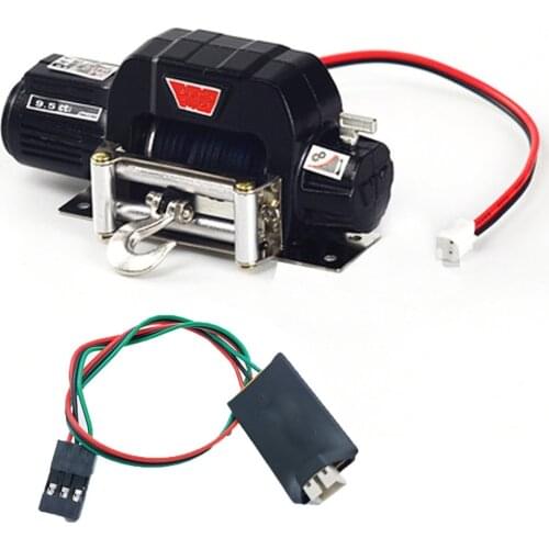 Mini Metal Electric Winch with 4CH Controller for 1/10 SCX10 D90 D110 TF2 TRX4 KM2 RC Climbing Car Parts