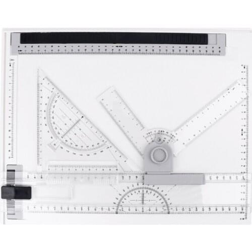 A4 Multi-function Drawing Board Tools Drawing Board Adjustable Parallel With Clear Rule Graphics Angle Measurement