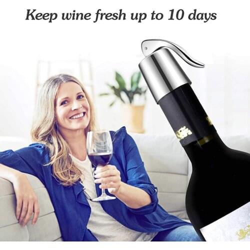 Reusable Bottle Stopper Stainless Steel Leakproof Silicone Beverage Bottle Sealer Wine Fresh Saver Bar Home Kitchen Supplies