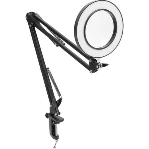 Desk Magnifier Lamp LED 5X Magnifying Lamp with Clamp USB Dimmable Desk Magnifier Light for Reading Embroidery