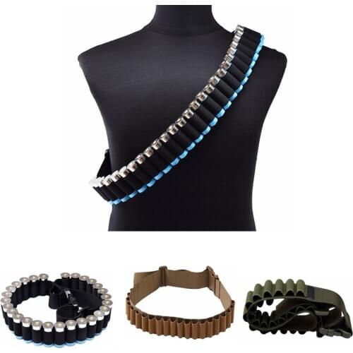 Hunting Bandolier Belt 7.62 12/20 GA Caliber Cartridge Ammo Holder Carrier 27 Round Gun Shell Waist Bullet Airsoft Tactical Gear