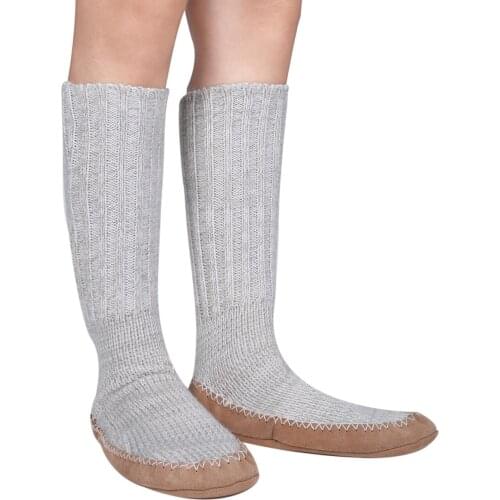 Original new hand-made wool and leather sole indoor household floor socks winter mens and womens carpet warm long tube