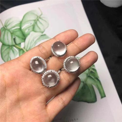 Natural Hetian Jade Ice-like Water-Foam Jade Sub-Ring S925 Sterling Silver Jade Jade Disco Forefinger Ring Fashion Ornamen