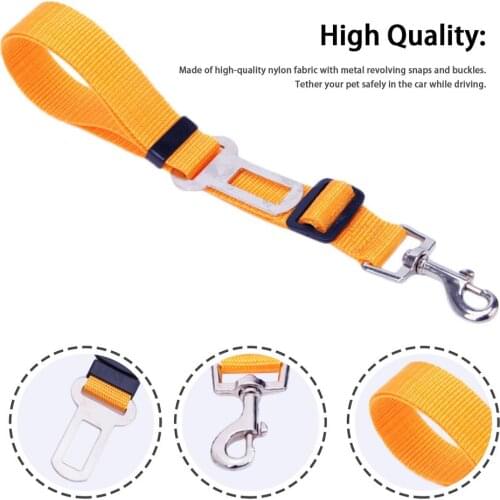 Adjustable Dog Safety Rope With Seat Belt Buckle High-quality Soft Nylon Pet Traction Belt Cat Dog Car Supplies