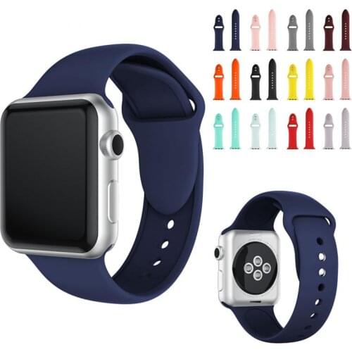 High quality Silicon Sport Band for iWatch Replacement Watch Strap for Apple Watch Series 4 3 2 1 38mm 42mm 40mm 44mm