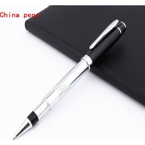 Luxury quality 800 Black hat Platinum carving pattern Business office Medium Nib Rollerball pen New