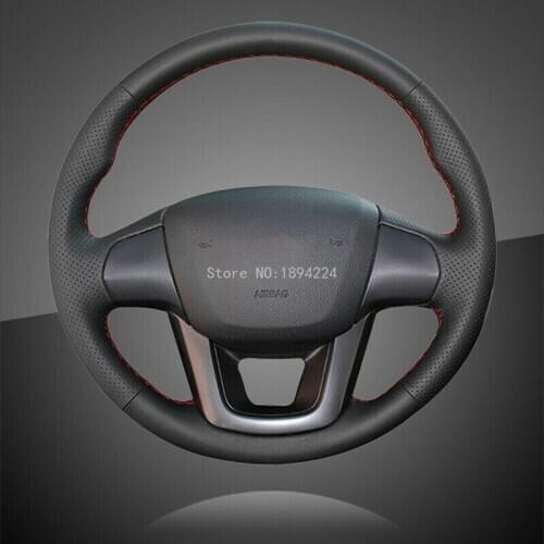 Hand Sewing Car Steering Cover Leather for Kia K2 Kia Rio 2011 2012 2013