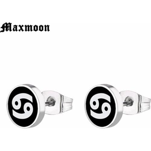 Maxmoon Stainless Steel Crab Cancer Constellation Zodiac Sign Stud Earring