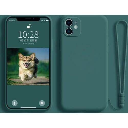 Soft Liquid Silicone Case For iPhone 12 11 Pro Max XS XR X R 7 8 Plus iPhone11 iPhone12 iPhone8 Phone Silicon Rubber Rope Covers