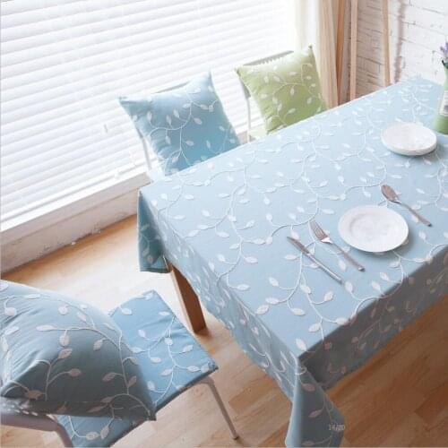 New Linen Cotton Tablecloth Washable Coffee Dinner Rattan Leaf Embroider Table Cloth for Christmas Wedding Banquet