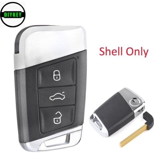 DIYKEY Replacement Remote Key Shell Case Fob 3 Button for Volkswagen Magotan 2017-2018, for Passat 2015-2018