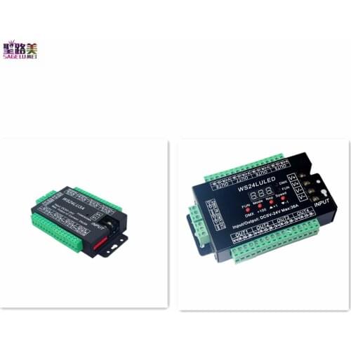 WS24LU3A WS24LULED DC5-24V 12V 24CH DMX Controller 24 Channel DMX 512 Decoder For RGB LED Strip Module Lights