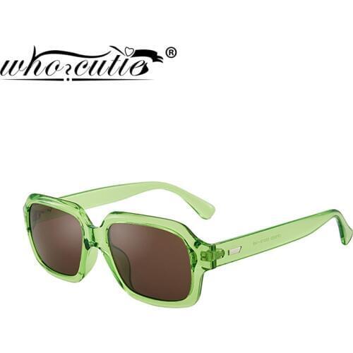 WHO CUTIE Fashion Retro Chunky Rectangle Sunglasses Women 2020 Brand Design Vintage Green Frame 90S Cool Sun Glasses Shades S284
