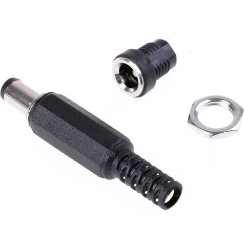 1Pair High Quality Female Plug+Male Plug Jack Socket Adapter Dc Power Supply Panel Mount Connector