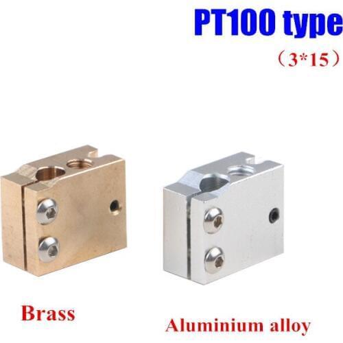 1pcs High Temperature Brass/Aluminium alloy volcano cartridge type heater block for thermistor/PT100 sensor V6 hotend 3D printer
