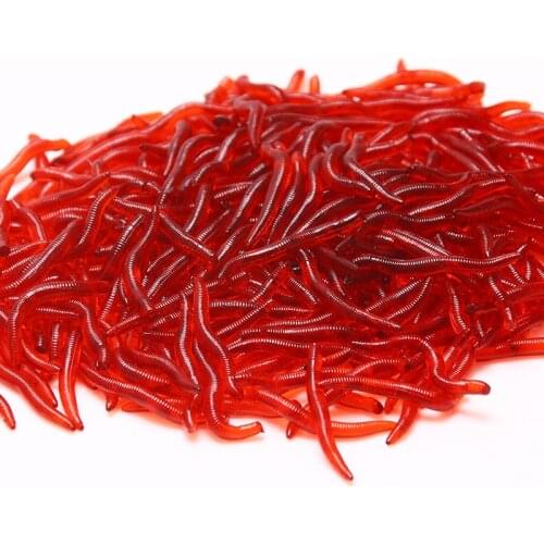 100pcs/lot Soft Lure Worms Fishing Simulation Earthworm red Worms Artificial Fishing Lure Tackle Lifelike Fishy Smell Lures