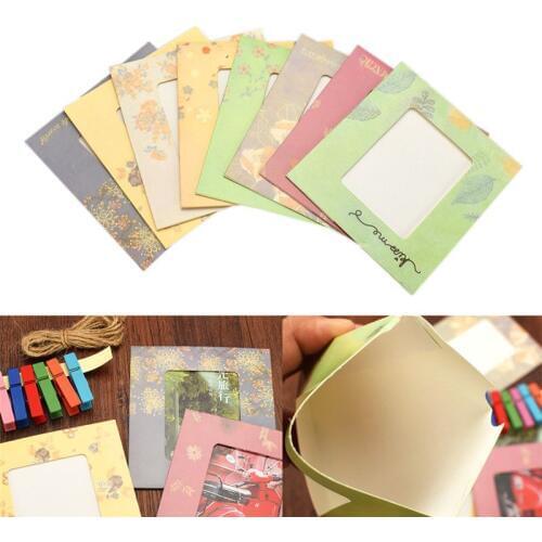 8pcs Photo frame +8pcs Wooden clips+1pc Rope 3inch Wall Hanging Photo Frames Paper Frame Picture Display Modern Art Decoration