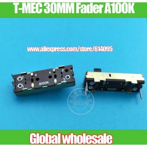 8pcs T-MEC 30MM Sliding Fader Single Potentiometer A100K / Handle Length 5MM
